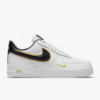 Nike Airforce 1 White Black Swoosh Gold Detail