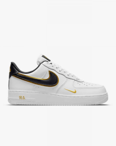 Nike Airforce 1 White Black Swoosh Gold Detail